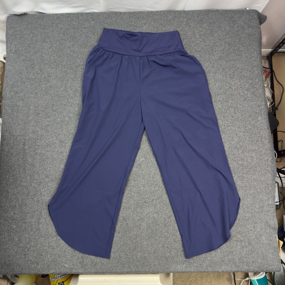 Halara Navy Blue High Waisted Wide Leg Flowy Tulip Hem Pants Medium NWT